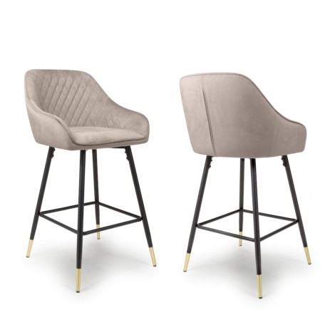 Savanna Mink Brushed Velvet Bar Stool (Pair)