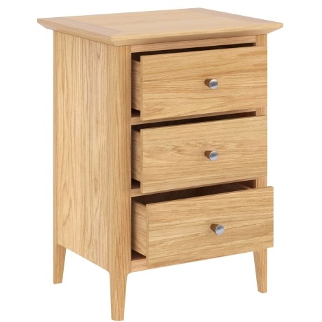 Saxon Oak - 3 Drawer Small Bedside Table - Clean Lacquer Finish