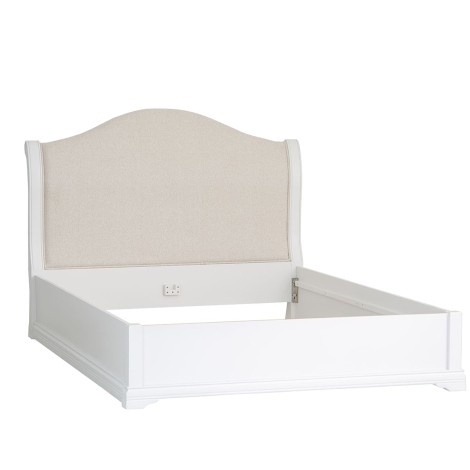 Sutton - 4'6" Double - Soft White - Electronic - Ottoman Bed - Sculpture Feet