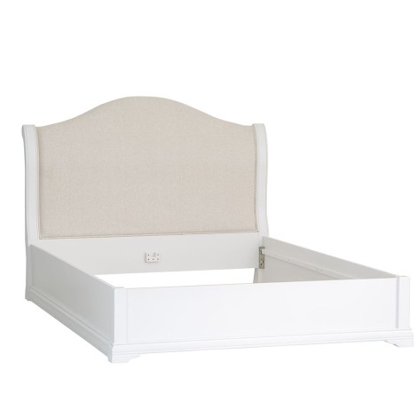 Sutton - 6' Super King Size - Soft White - Ottoman Bed - Sculpture Feet