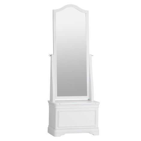 Sutton - Rectangular - Soft White - Cheval Mirror with Storage Box - Sculpture Feet