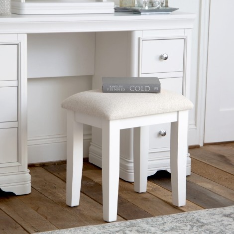 Sutton - Rectangular - Soft White - Dressing Table Stool - Fabric Seat