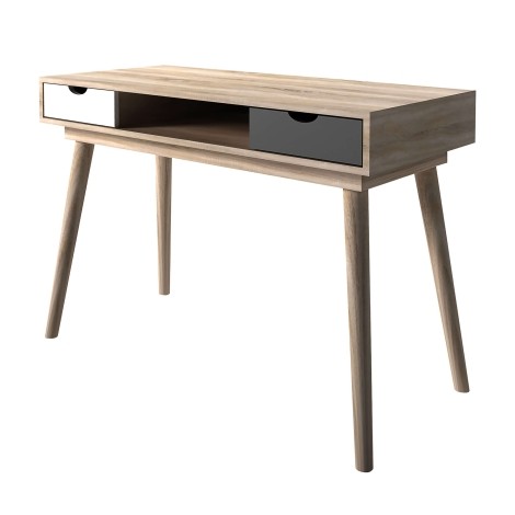 Scandi Oak Desk 1 Grey 1 White Drawer