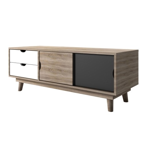 Scandi - Oak + Grey - TV Unit - Angled Legs