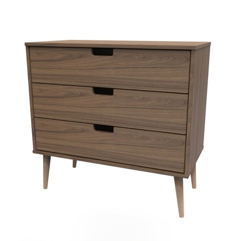 Shanghai - Carini Walnut 3 Drawer Chest - Natural Wood Legs