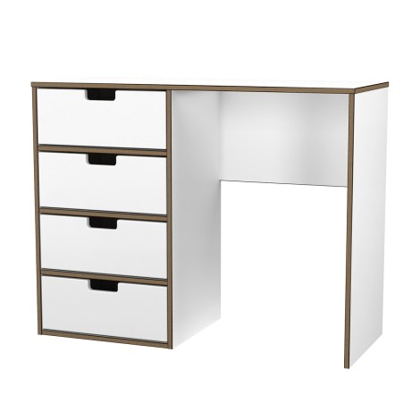 Shanghai - White Matt 4 Drawer Vanity Desk - Black Hairpin Legs
