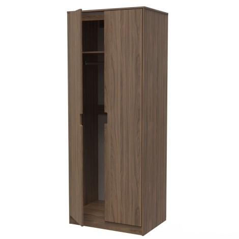 Shanghai - Carini Walnut  2 Door Wardrobe - Natural Wood Legs