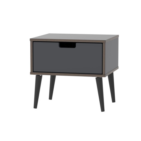 Shanghai - Graphite 1 Drawer Locker - Black Wood Legs