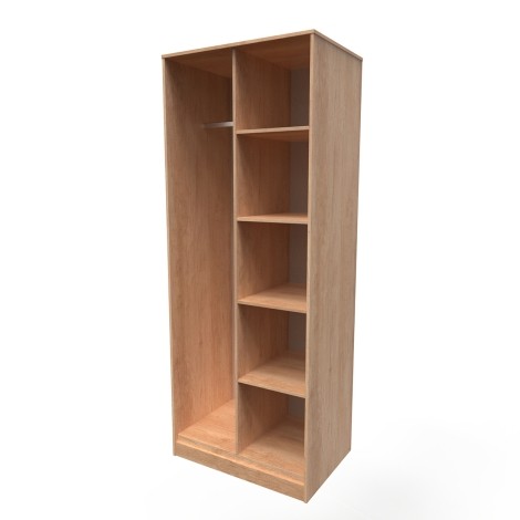 Shanghai - Rivera Oak Open Shelf Wardrobe - Black Wood Legs