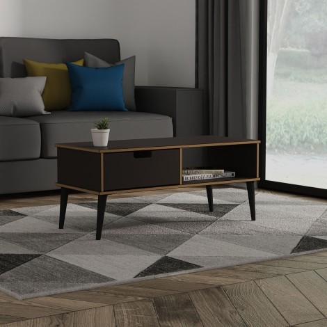 Shanghai - Graphite 1 Drawer Coffee Table - Black Ash Legs