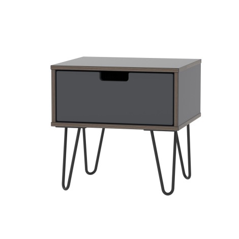 Shanghai - Graphite 1 Drawer Locker - Black hairpin legs