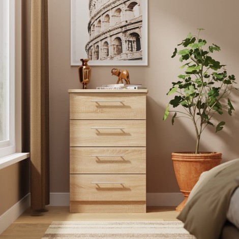 Sherwood - 4 Drawer Midi Chest - Bardolino Oak Finish