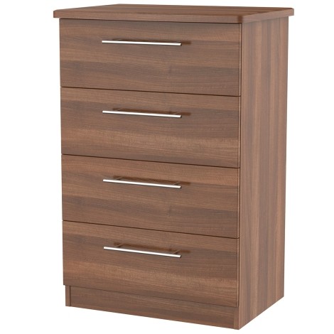 Sherwood - 4 Drawer Midi Chest - Noche Walnut Finish