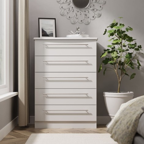 Sherwood - Chest of 5 Drawer - Grey Matt Finish