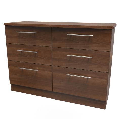 Sherwood - Midi Chest of 6 Drawers - Noche Walnut Finish