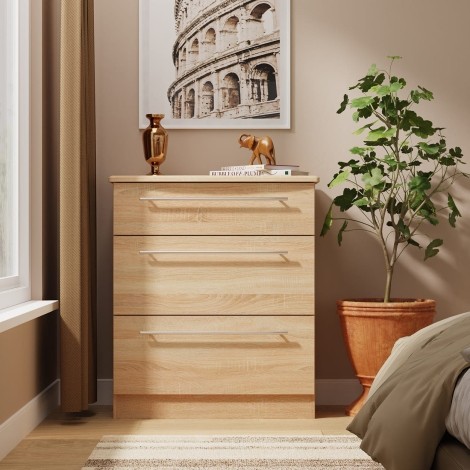 Sherwood - Chest of 3 Deep Drawers - Bardolino Oak Finish