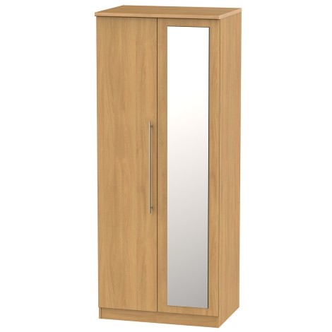 Sherwood - 2 Door Double Mirror Wardrobe - Modern Oak Finish