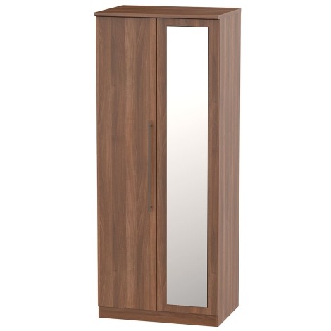 Sherwood - 2 Door Double Mirror Wardrobe - Noche Walnut Finish