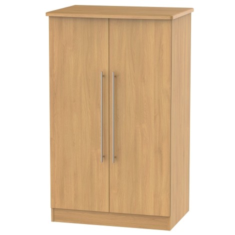 Sherwood - 2 Door Double Plain Midi Wardrobe - Modern Oak Finish