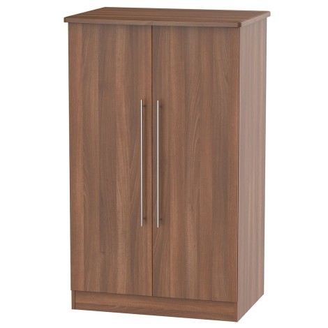 Sherwood - 2 Door Double Plain Midi Wardrobe - Noche Walnut Finish