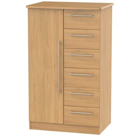 Sherwood - 1 Door 6 Drawer Childs Wardrobe - Modern Oak Finish