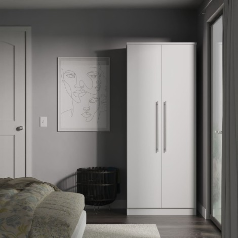 Sherwood - 2 Door Double Plain Wardrobe - Grey Matt Finish