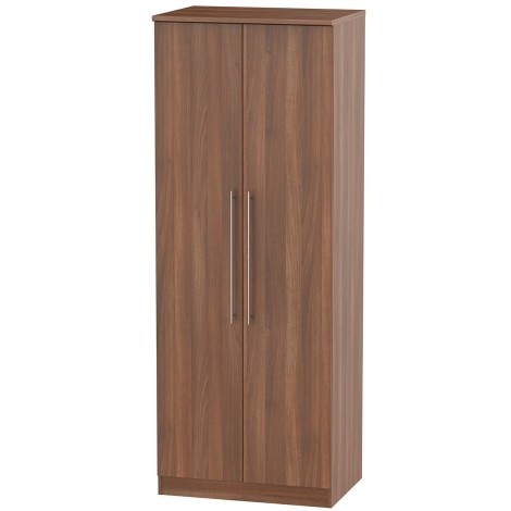 Sherwood - 2 Door Double Tall Plain Wardrobe - Noche Walnut Finish