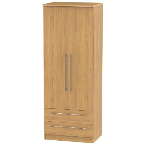 Sherwood - 2 Door 2 Drawer Double Tall Plain Wardrobe - Modern Oak Finish