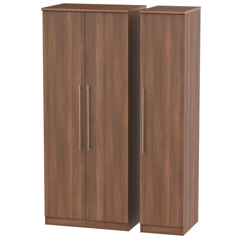 Sherwood - 3 Door Triple Plain Wardrobe - Noche Walnut Finish