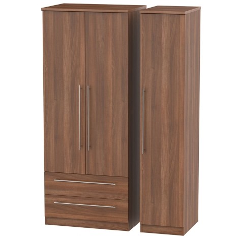 Sherwood - 3 Door 2 Drawer Triple Plain Wardrobe - Noche Walnut Finish