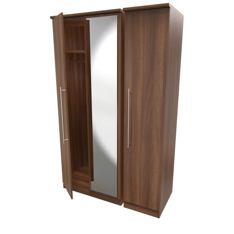 Sherwood - 3 Door Triple Mirror Wardrobe - Noche Walnut Finish