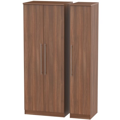 Sherwood - 3 Door Triple Tall Plain Wardrobe - Noche Walnut Finish
