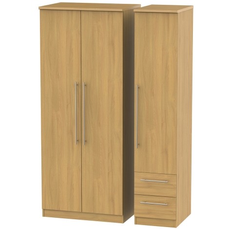 Sherwood - 3 Door 2 Small Drawer Triple Wardrobe - Modern Oak Finish