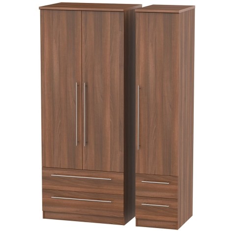 Sherwood - 3 Door 4 Drawer Triple Wardrobe - Noche Walnut Finish