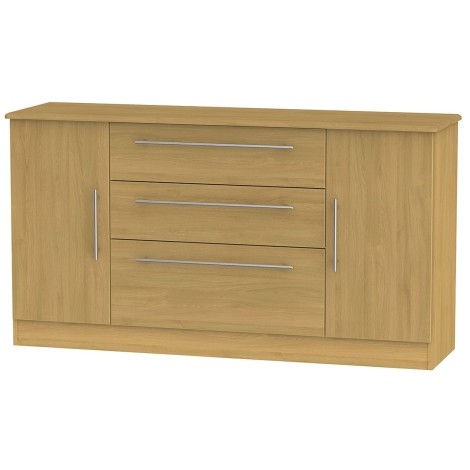 Sherwood - Wide 2 Door 3 Drawer Storage Unit - Modern Oak Finish