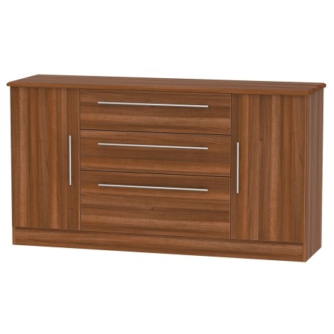 Sherwood - Wide 2 Door 3 Drawer Storage Unit - Noche Walnut Finish