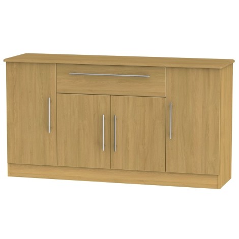 Sherwood - Wide 4 Door 1 Drawer Storage Unit - Modern Oak Finish