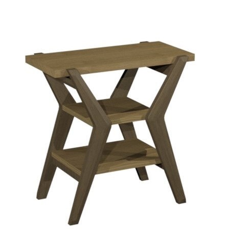 Kristen Oak & Light Weathered Oak - Side Table with Shelves