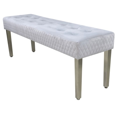 Majestic Silver Velvet Quilted Bench (Silver Legs)