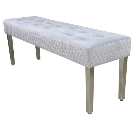 Chelsea - Quilted - Silver Velvet - Bench - Chrome Legs 