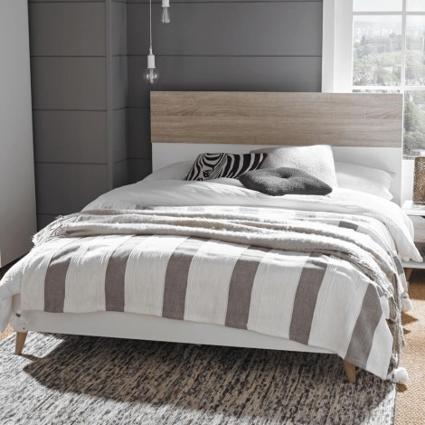 Stockholm White/Oak King Bed