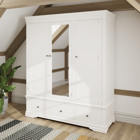 Blenheim Painted White - 3 Door 3 Drawer Wardrobe