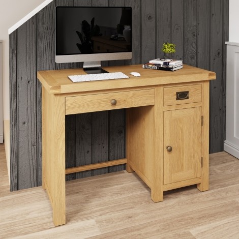 Colton Medium Oak -  Single Computer Desk