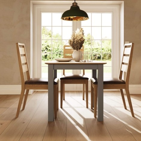 Taberno - Dove Grey - 2 Tone - Square - Small Dining Table - Light Oak Top