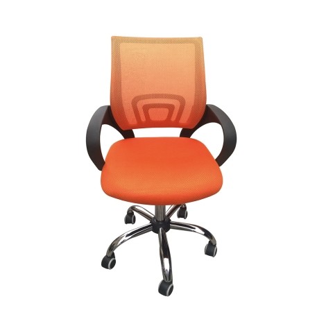 Tate - Mesh Back - Swivel Office Chair - Orange - Chrome Base With Caster Wheels