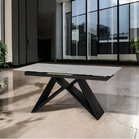 Terenzo Matte Grey Ceramic Centre Extending Dining Table (160-200cm)