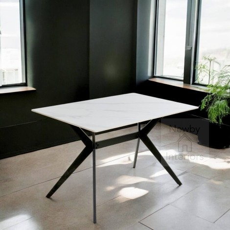 Sintered Stone White Dining Table (120cm)