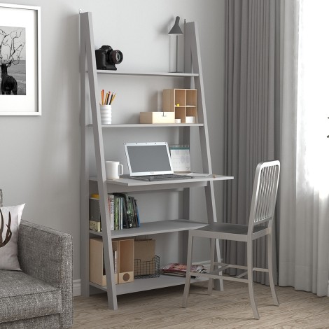 Tiva - 3 Shelves - Ladder Desk - Grey Finish