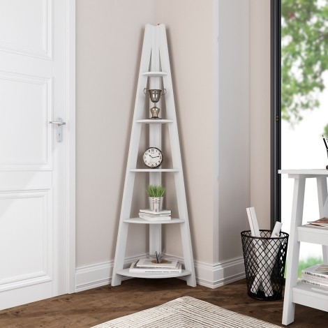 Tiva Corner Ladder Shelving White 