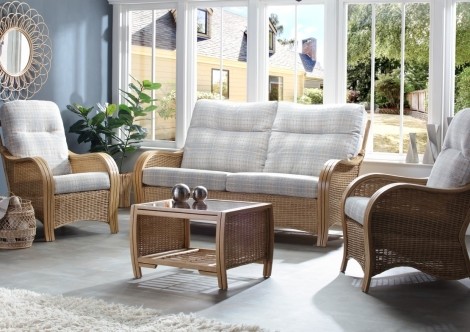 Desser - Turin - Light Oak - Cane 3 Seater Sofa & 2 Armchairs